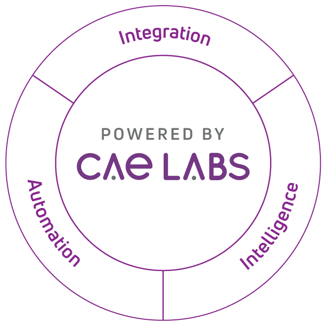 CAE Labs graphic - circle only with three pillars